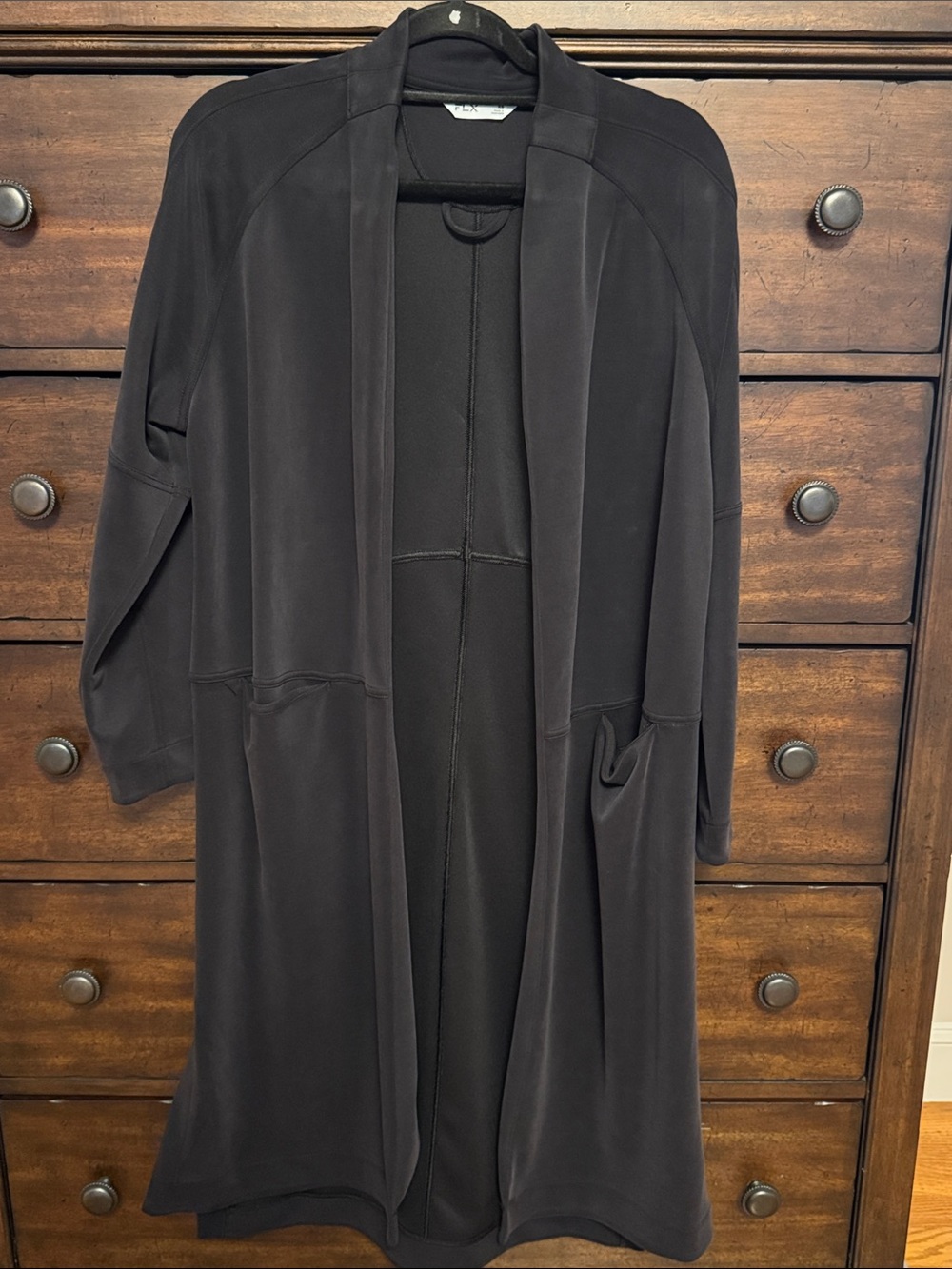 FLX Black Open-Front Long Women's Coatigan